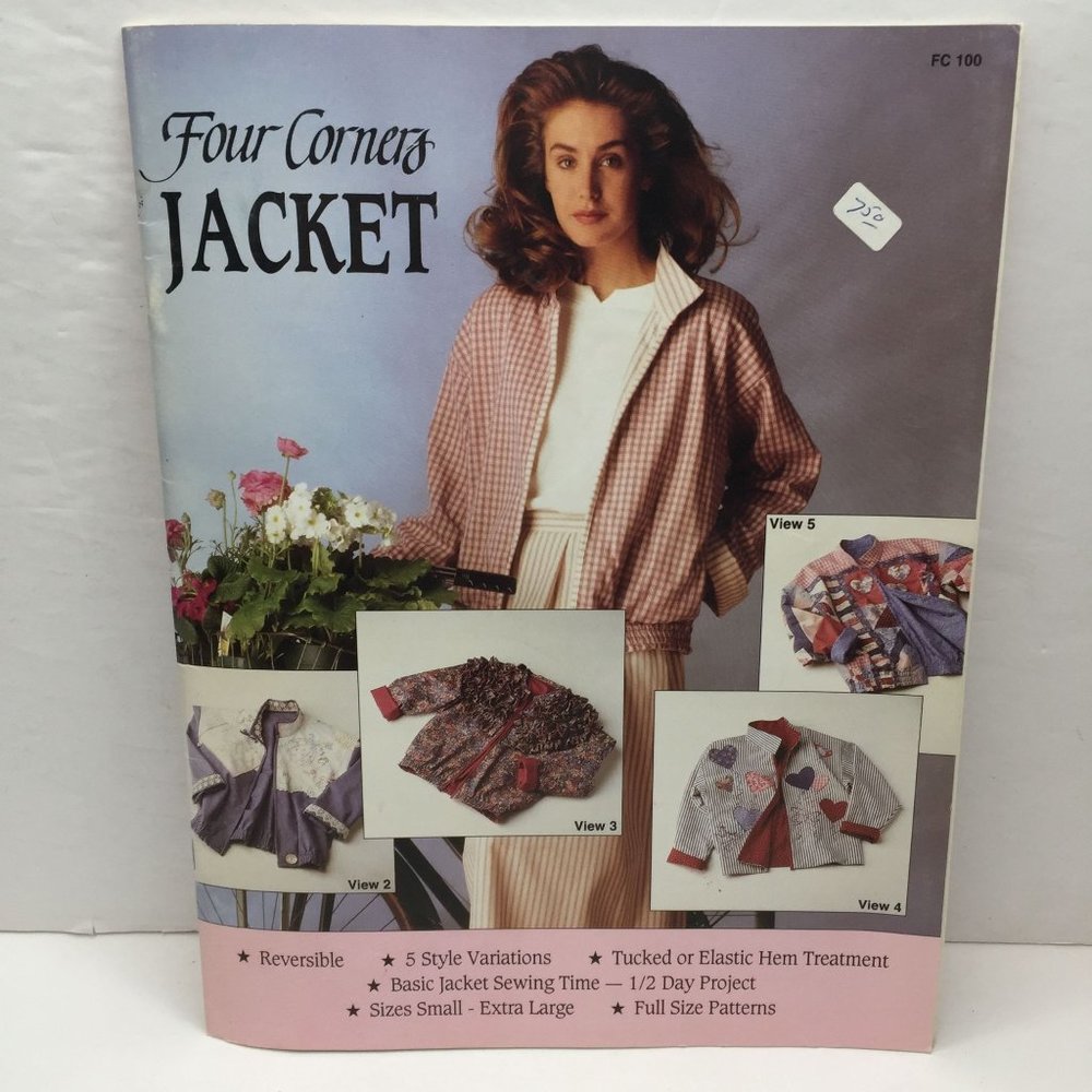 Vintage 1990 Four Corners Jacket Reversible 5 Style Variations Full Size Pattern